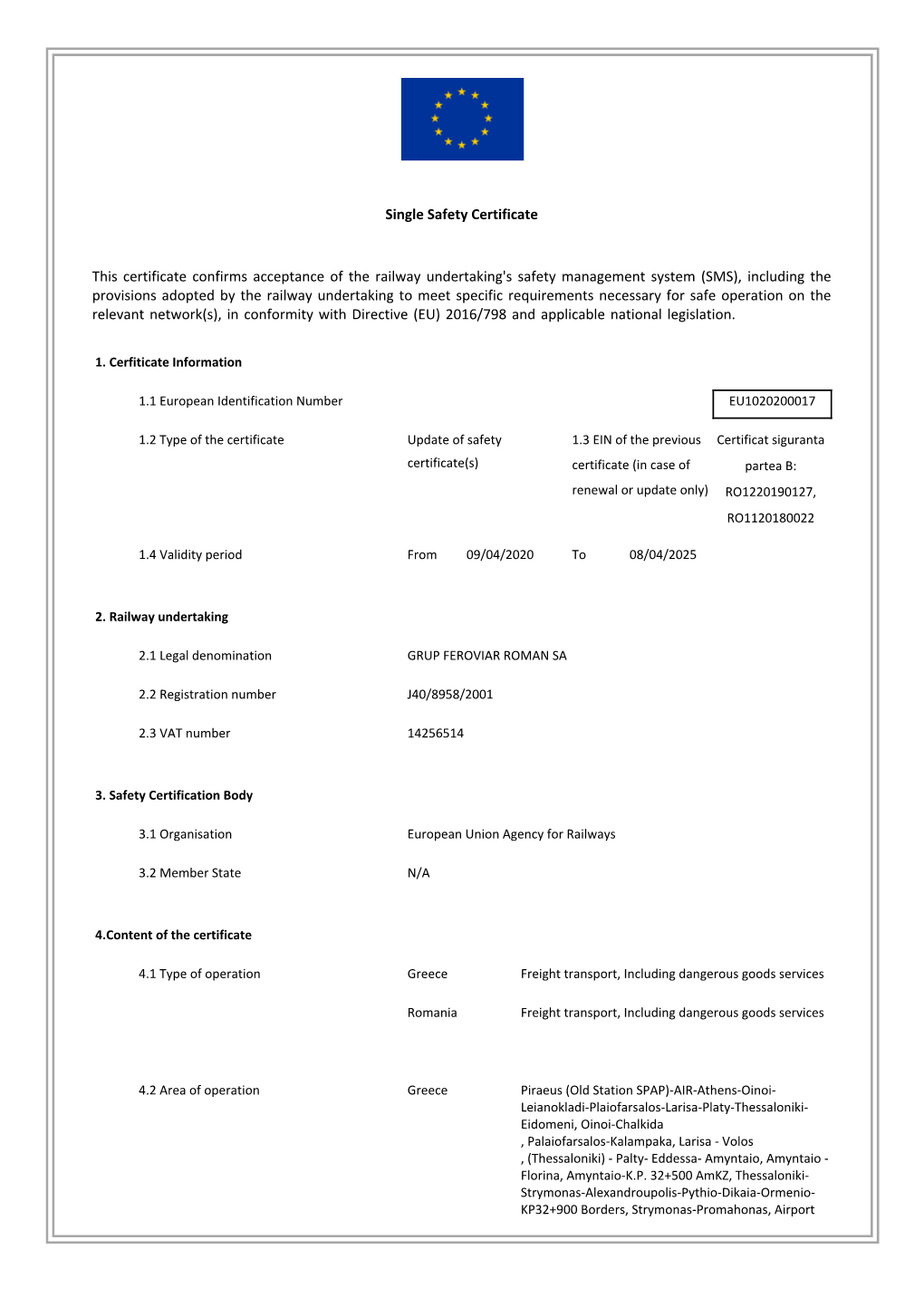 Single Safety Certificate.Pdf