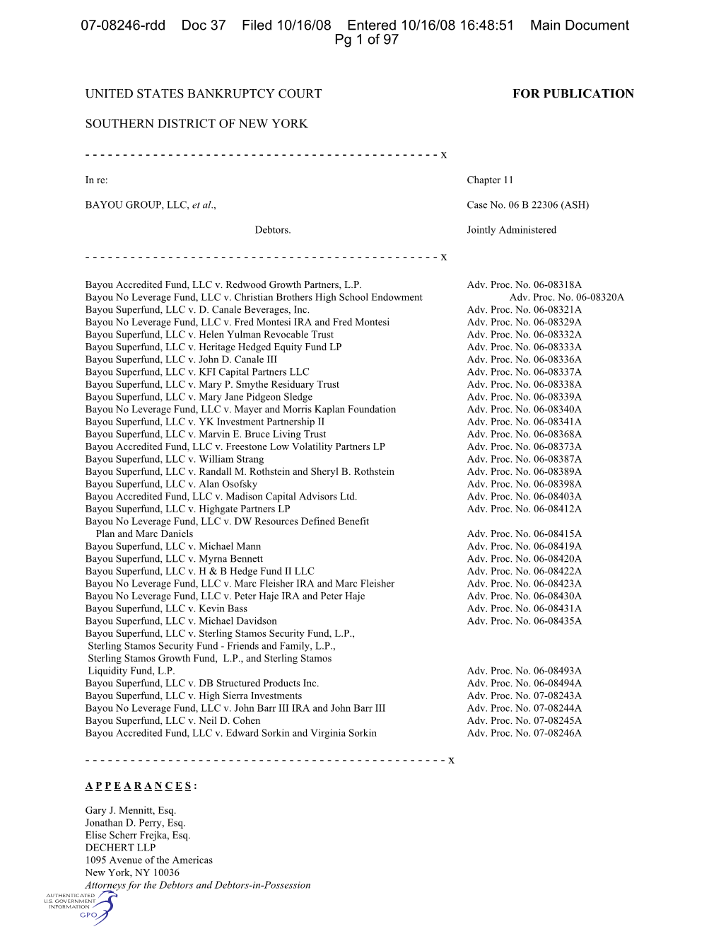 07-08246-Rdd Doc 37 Filed 10/16/08 Entered 10/16/08 16:48:51 Main Document Pg 1 of 97