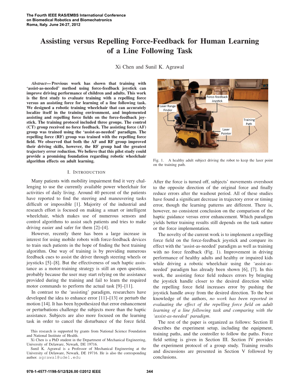 Assisting Versus Repelling Force-Feedback for Human Learning of a Line Following Task