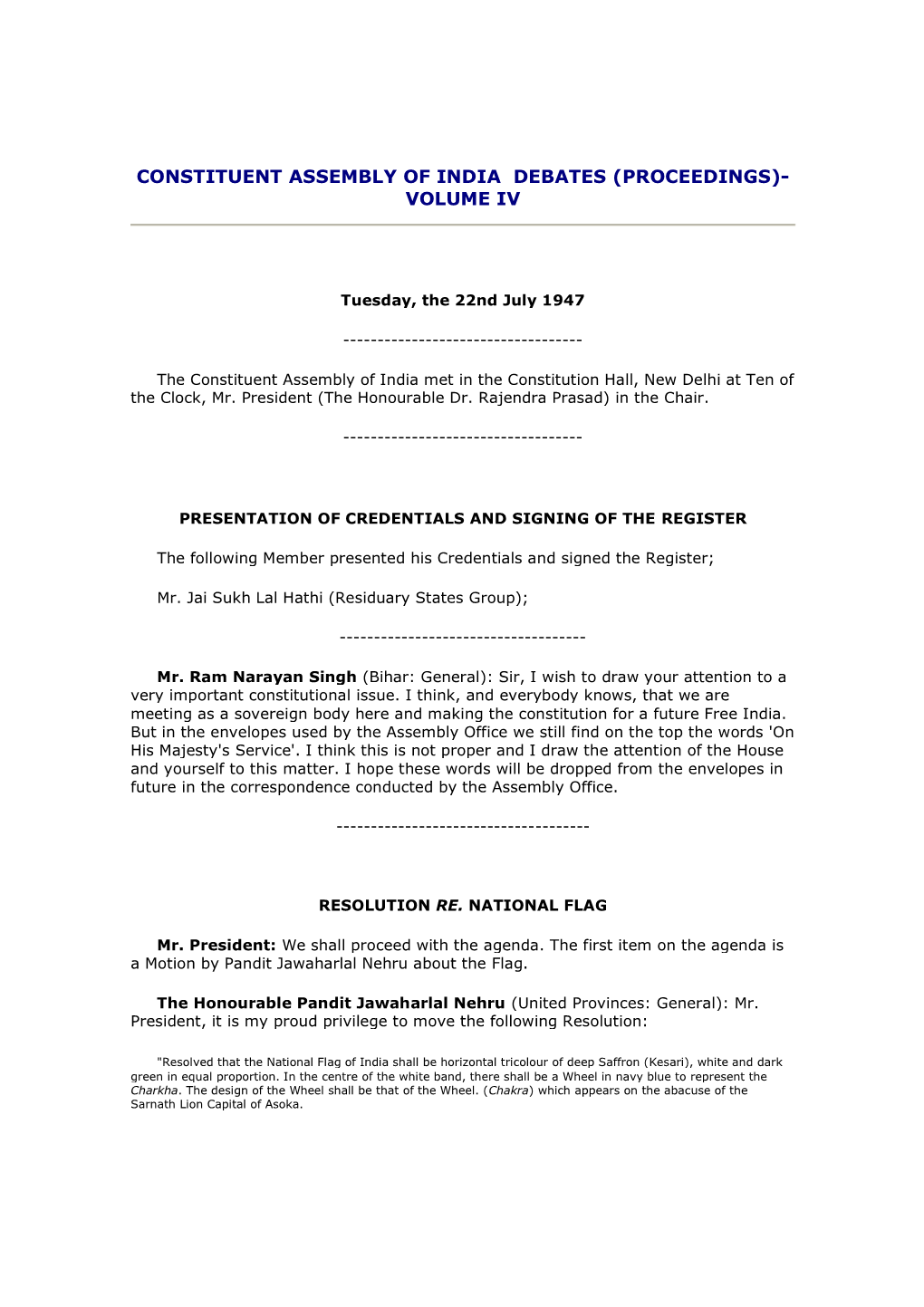 Constituent Assembly of India Debates (Proceedings)- Volume Iv