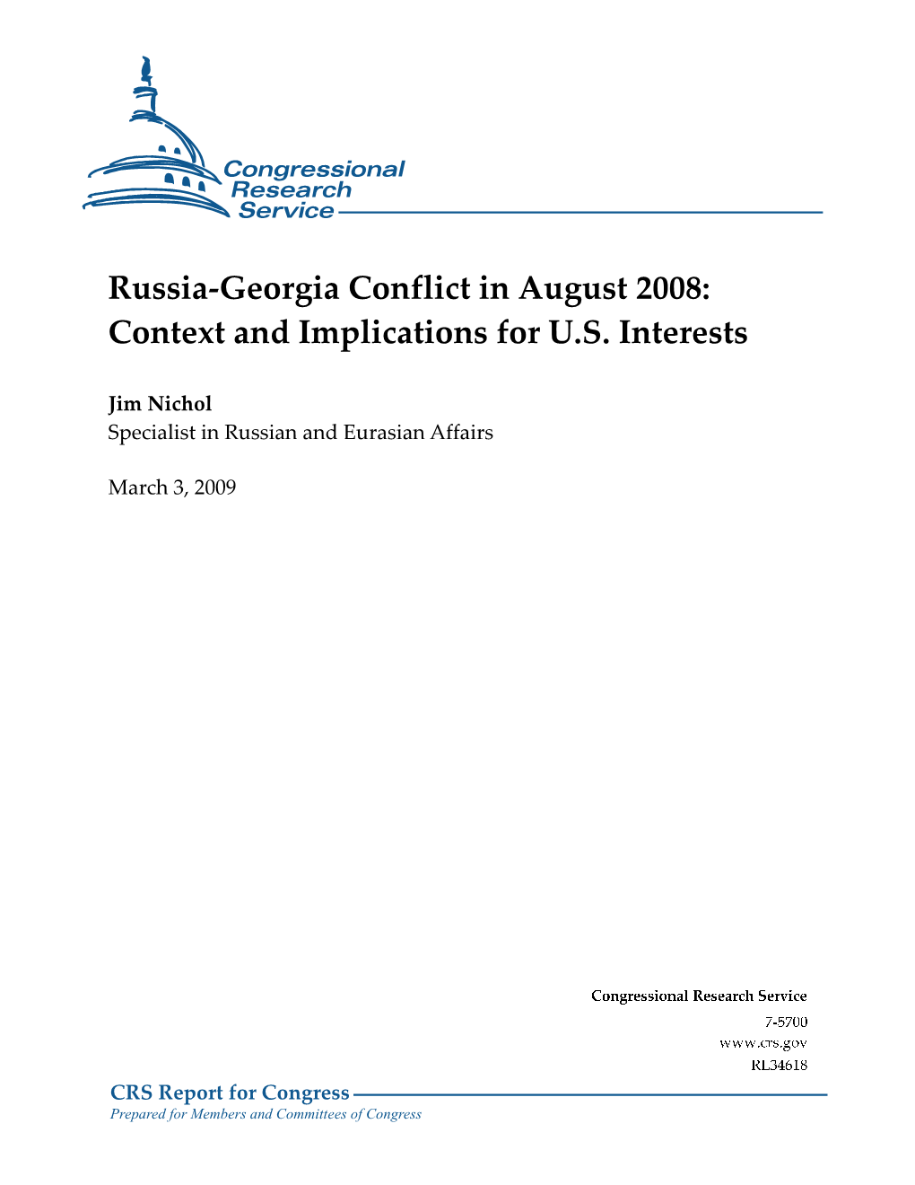 Russia-Georgia Conflict in August 2008