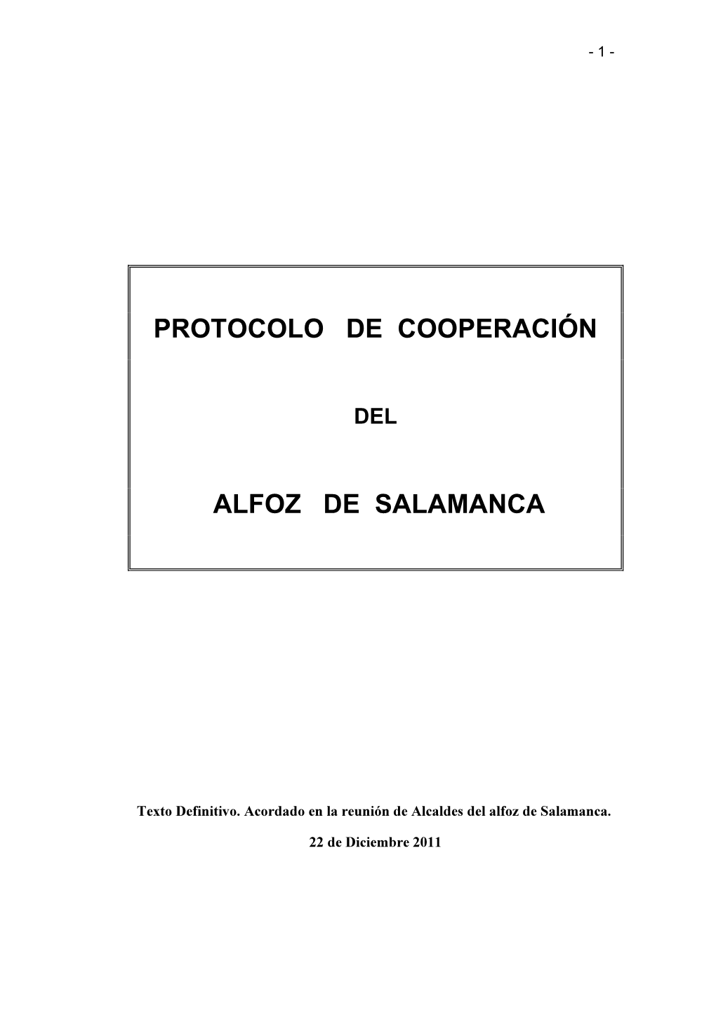 Protocolo De Cooperación Alfoz De Salamanca