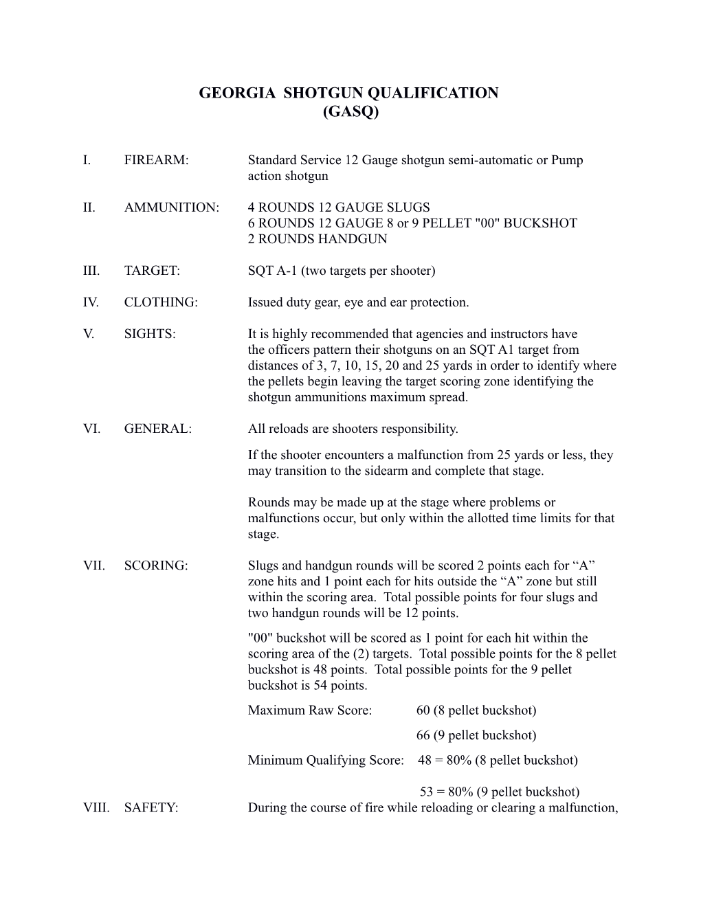 Georgia Shotgun Qualification (Gasq)