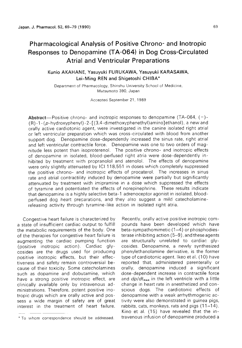 Pharmacological Analysis of Positive Chrono and Inotropic Responses To