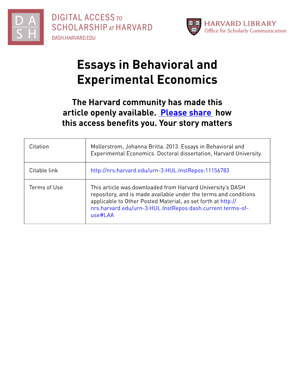 Essays in Behavioral and Experimental Economics