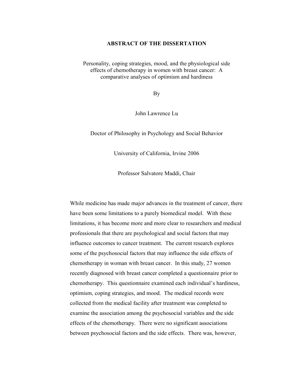 Abstract of the Dissertation