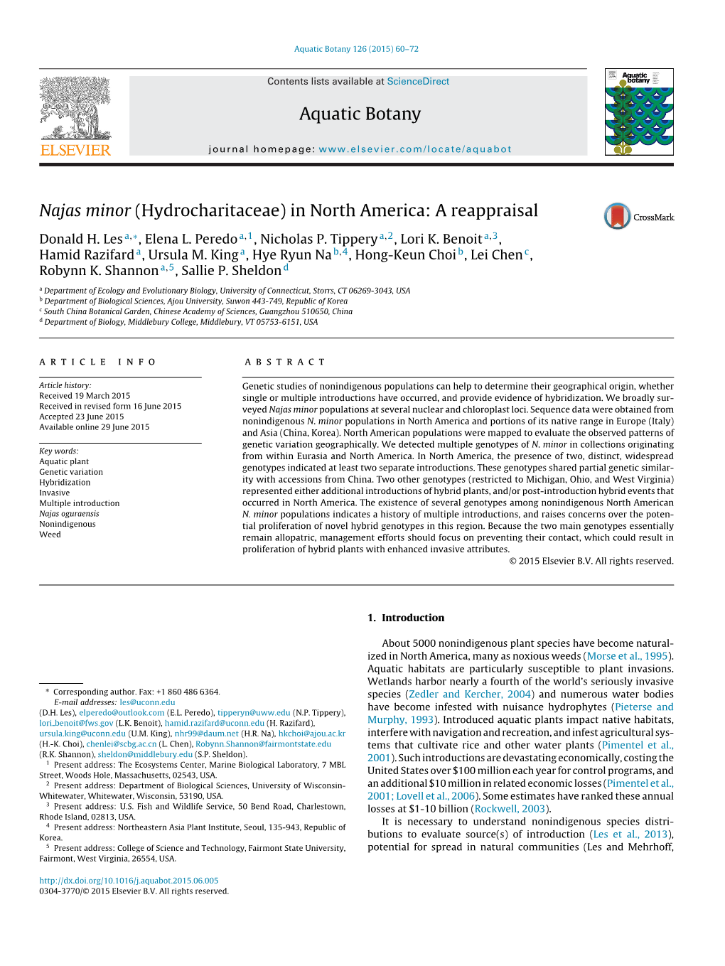 Najas Minor (Hydrocharitaceae) in North America: a Reappraisal