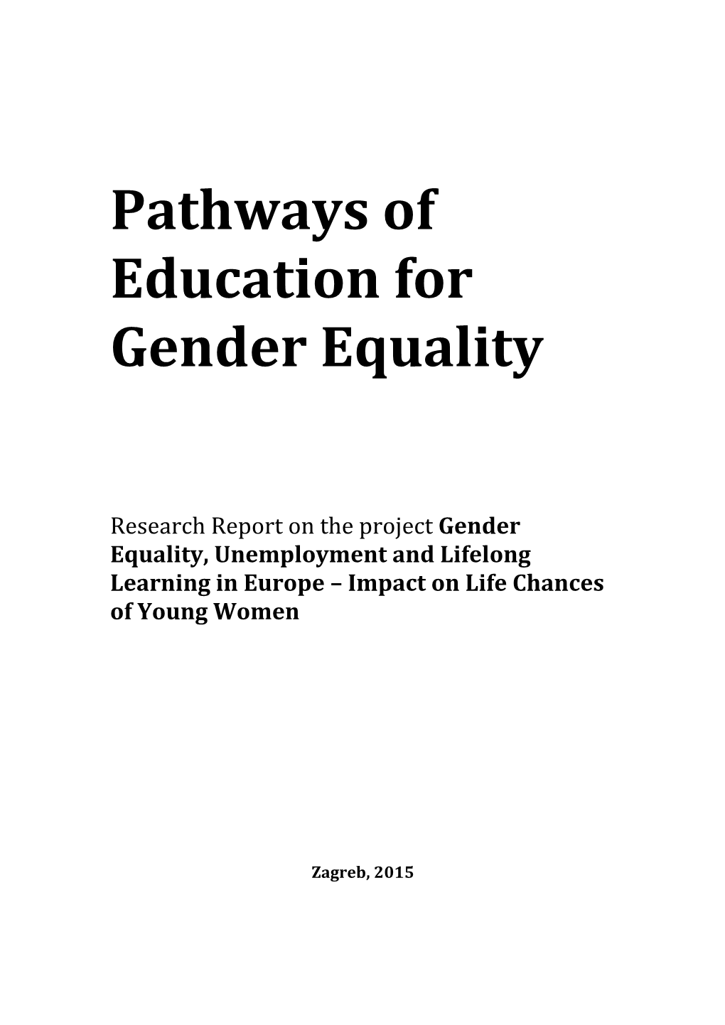 Pathways of Education for Gender Equality