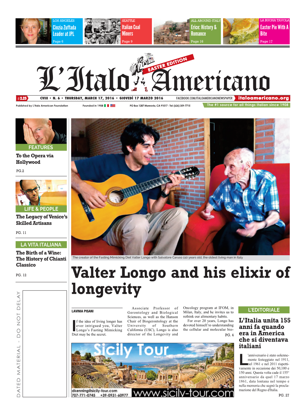 Valter Longo and His Elixir of Longevity L'italo Americano