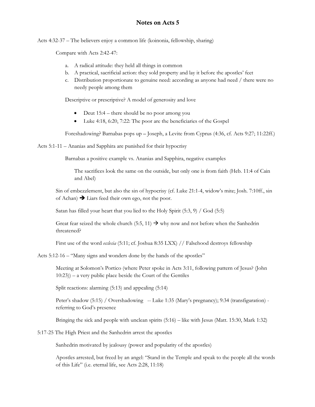 Notes on Acts 5