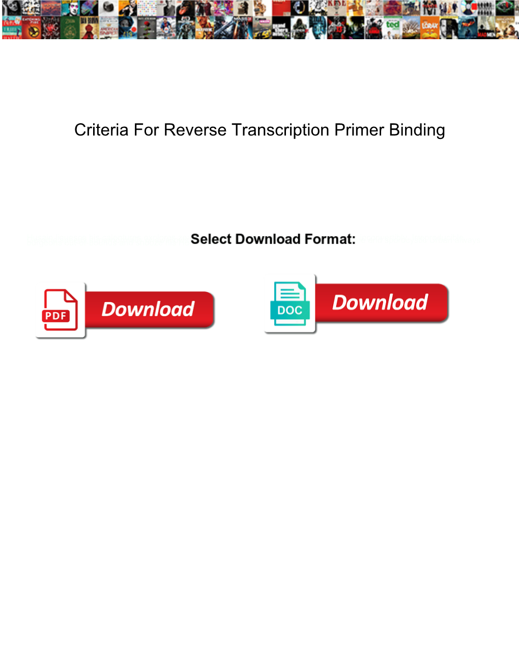 Criteria for Reverse Transcription Primer Binding