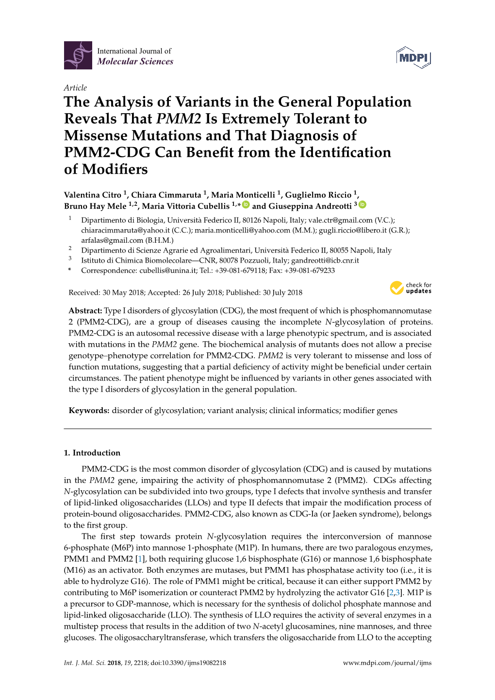 The Analysis of Variants in the General Population Reveals That PMM2 Is Extremely Tolerant to Missense Mutations and That Diagno