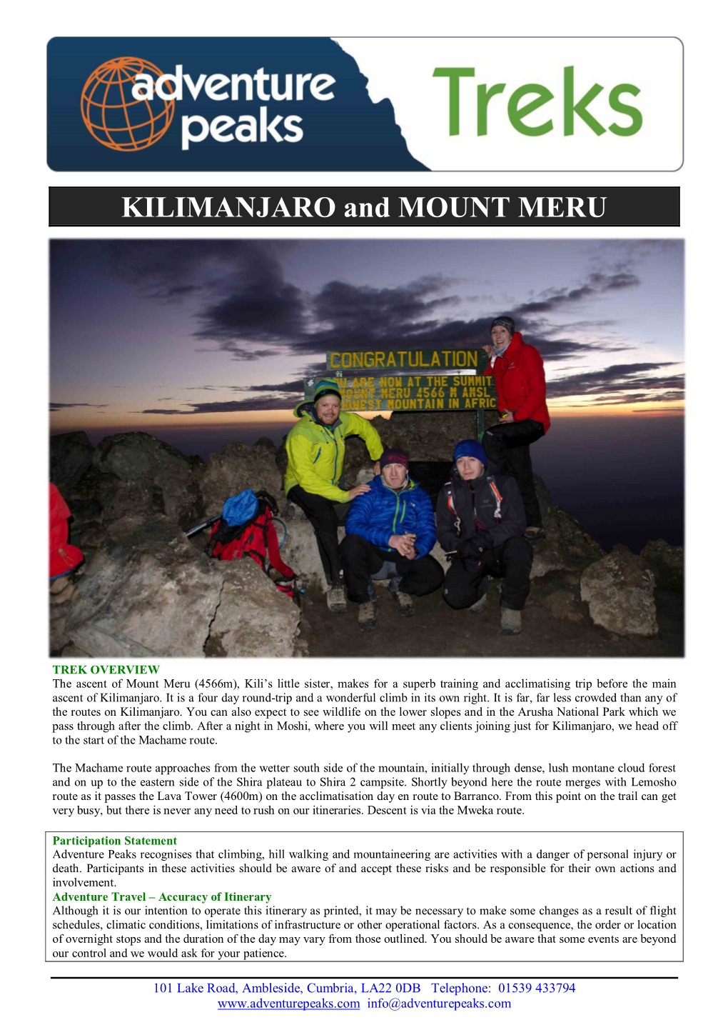 KILIMANJARO and MOUNT MERU