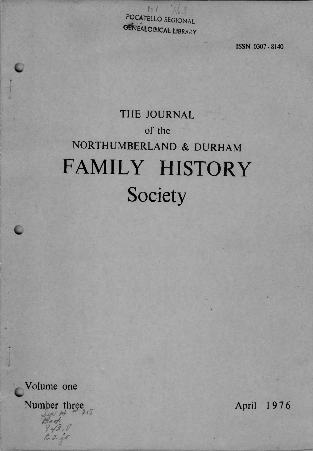 The Journal of the Northumberland & Durham Family History Society