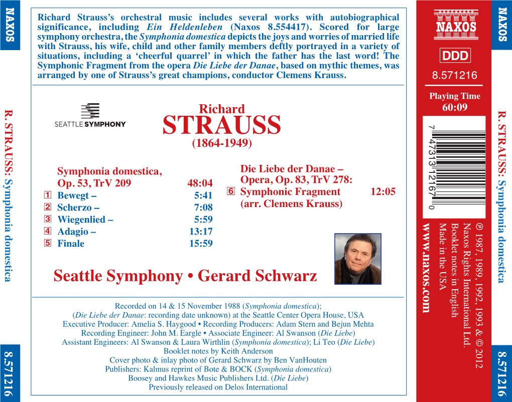 STRAUSS: Symphonia Domestica 8.571216