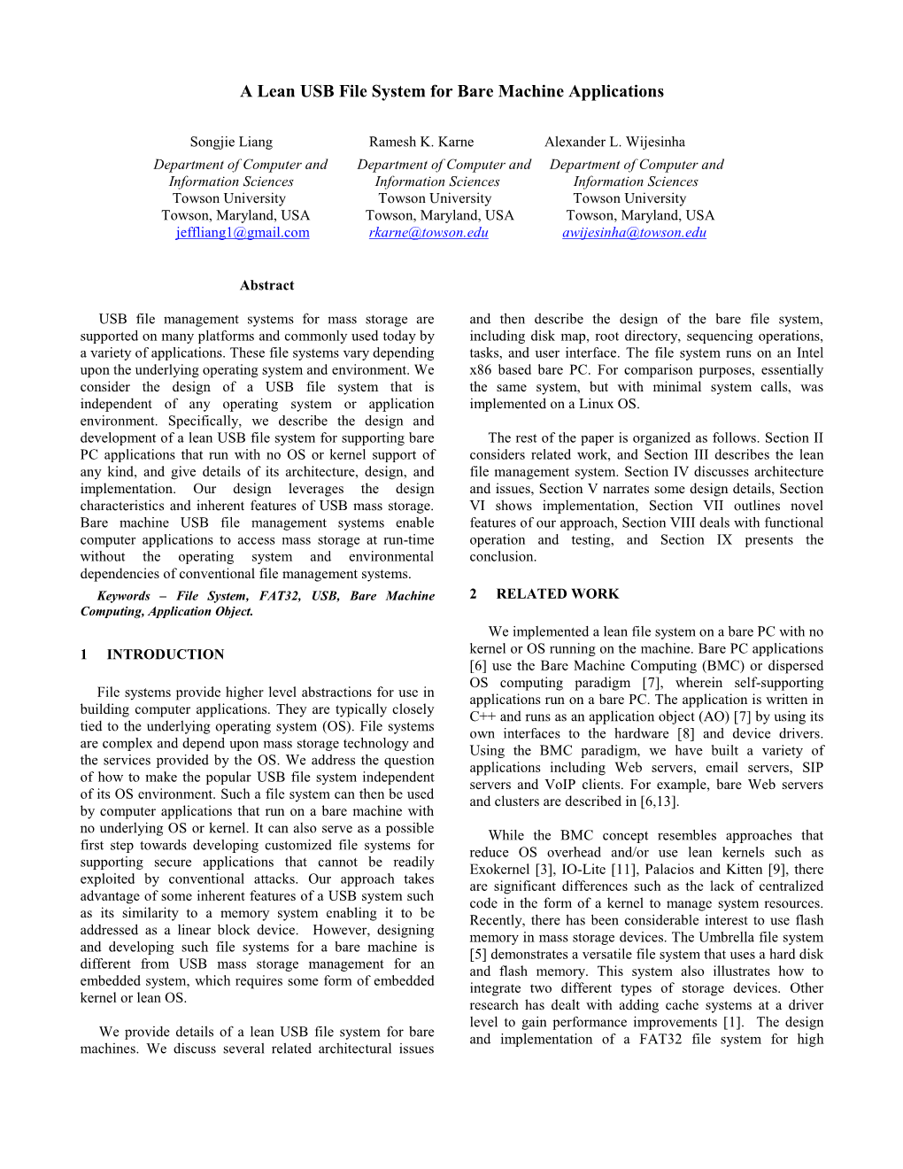 A Lean USB File System for Bare Machine Applications