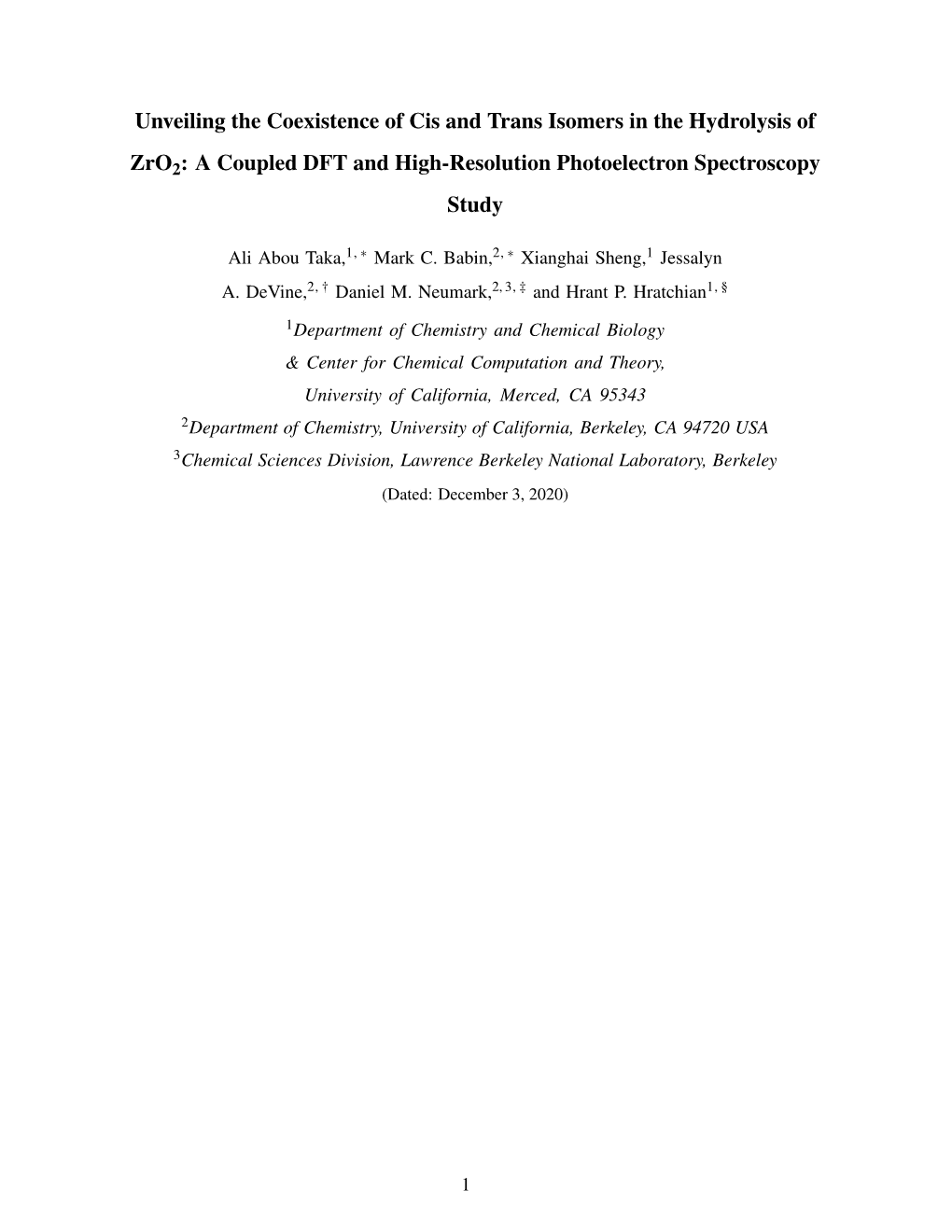 Unveiling the Coexistence of Cis and Trans Isomers in the Hydrolysis of Zro2: a Coupled DFT and High-Resolution Photoelectron Sp