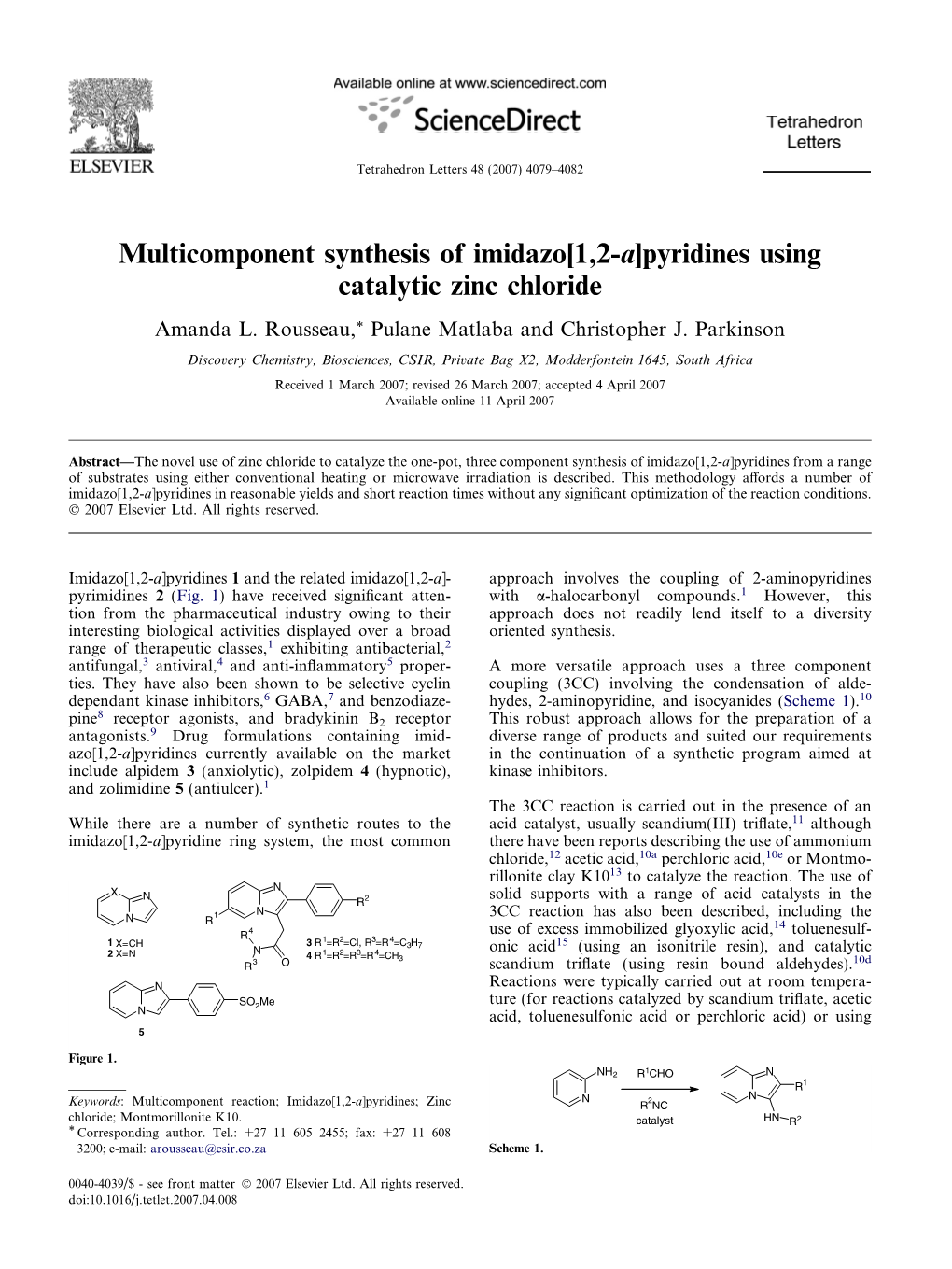 Pyridines Using Catalytic Zinc Chloride Amanda L