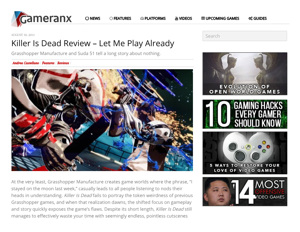 Killer Is Dead Review – Let Me Play Already Grasshopper Manufacture and Suda 51 Tell a Long Story About Nothing