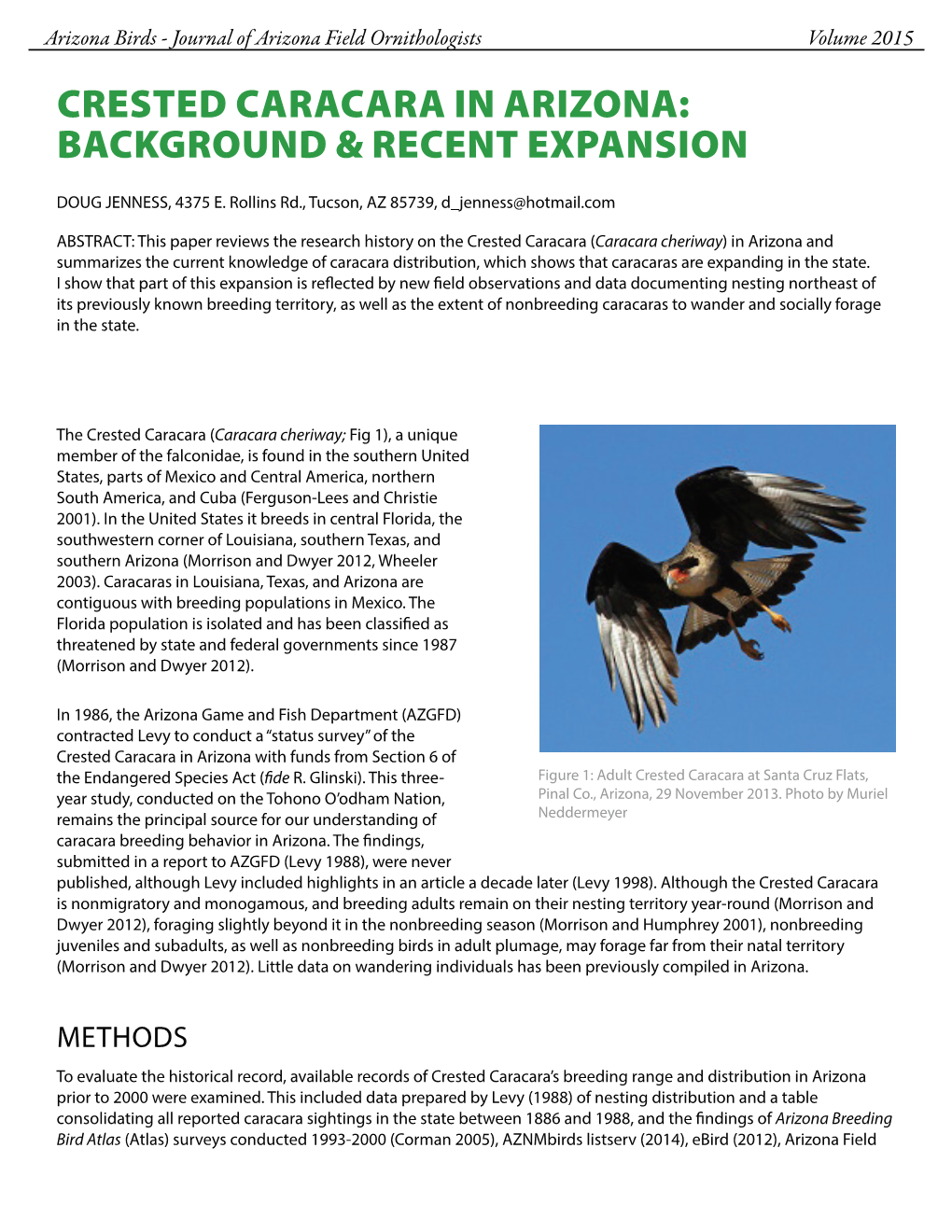 Crested Caracara in Arizona: Background & Recent Expansion