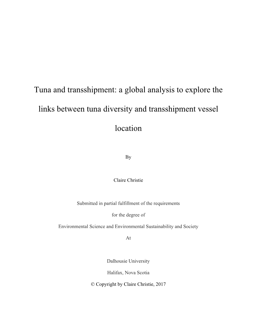 A Global Analysis to Explore the Links Between Tuna Diversity And