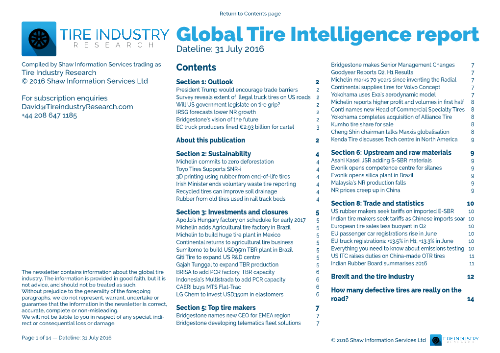 Global Tire Intelligence Report