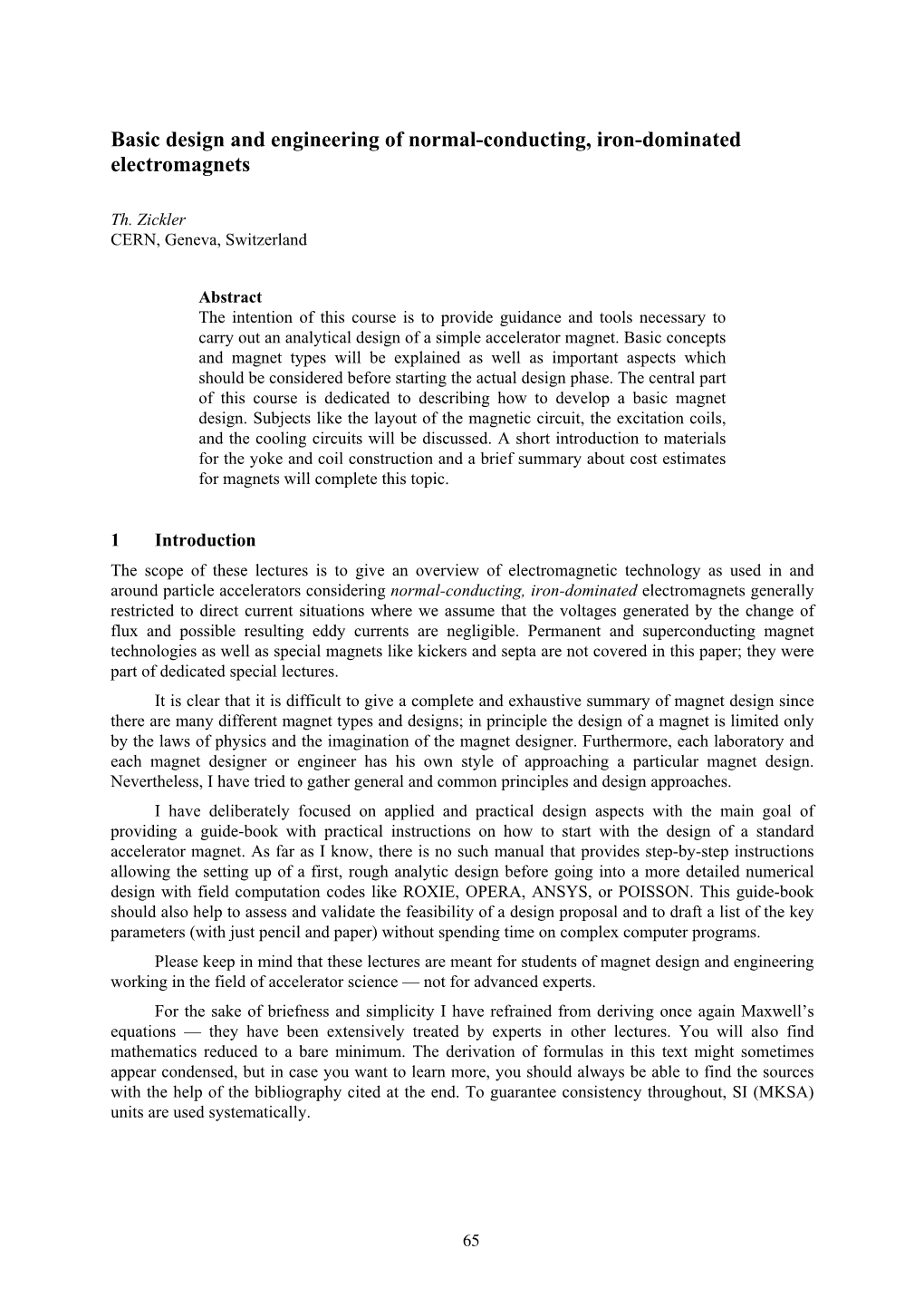 Basic Design and Engineering of Normal-Conducting, Iron-Dominated Electromagnets