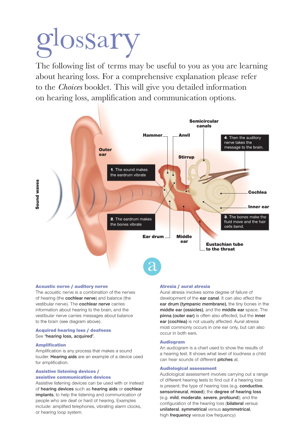 Glossary the Following List of Terms May Be Useful to You As You Are Learning About Hearing Loss