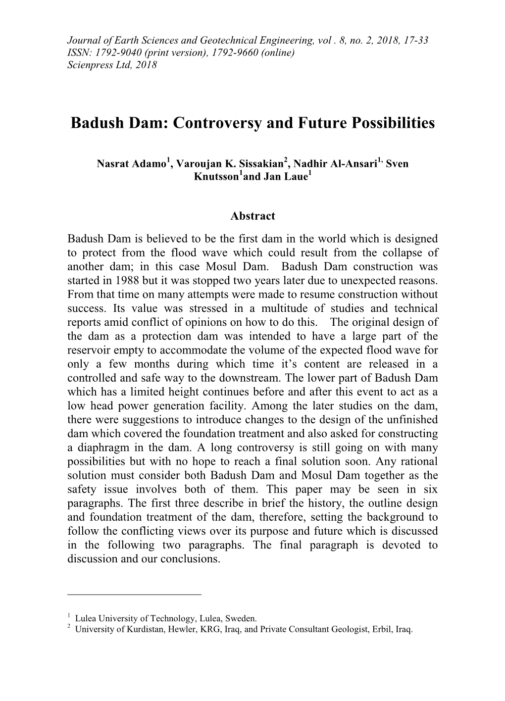 Badush Dam: Controversy and Future Possibilities