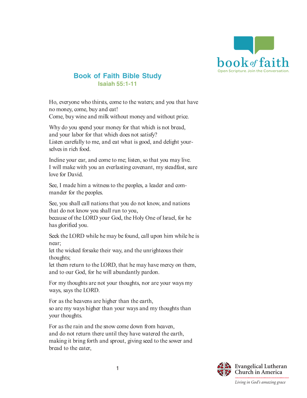 A Book of Faith Bible Study on Isaiah 55:1-11