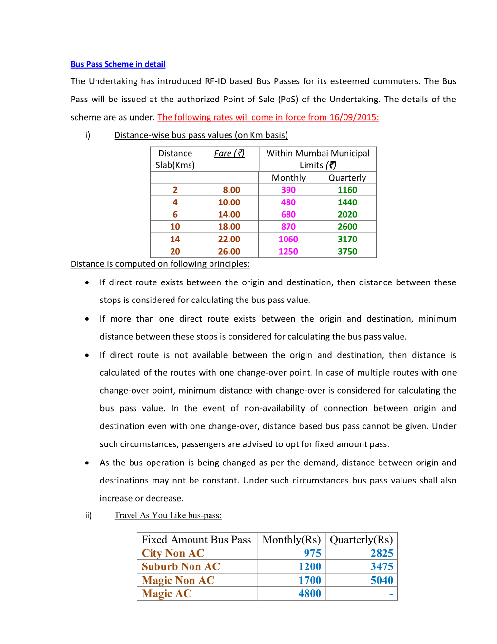 Bus Pass Scheme in Detail the Undertaking Has Introduced RF-ID Based Bus Passes for Its Esteemed Commuters