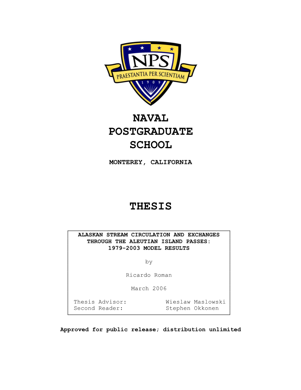 Naval Postgraduate School Thesis