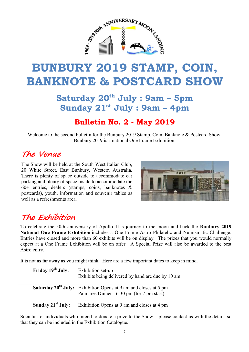 Bunbury 2019 Stamp, Coin, Banknote & Postcard Show