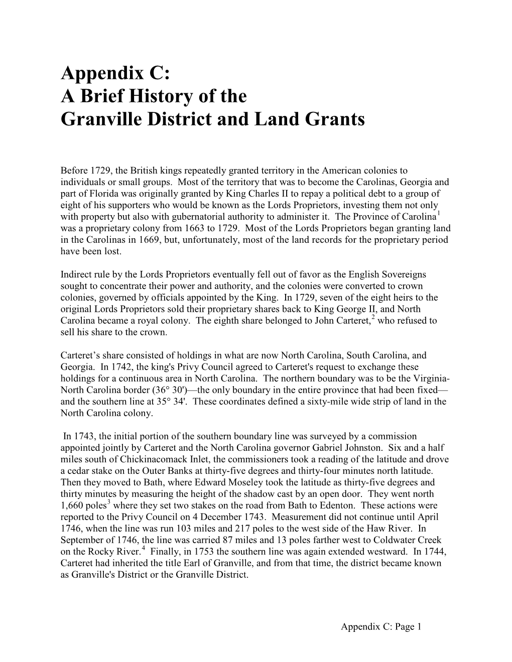 A Brief History of the Granville District and Land Grants