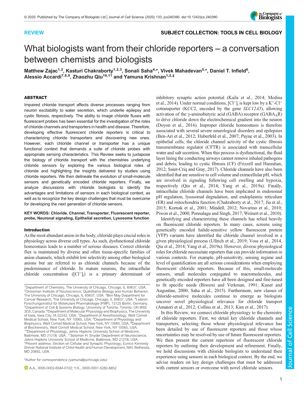 What Biologists Want from Their Chloride Reporters