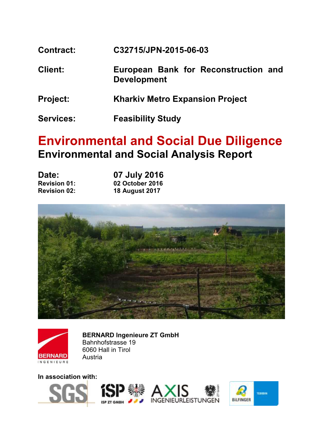 Environmental and Social Due Diligence Environmental and Social Analysis Report