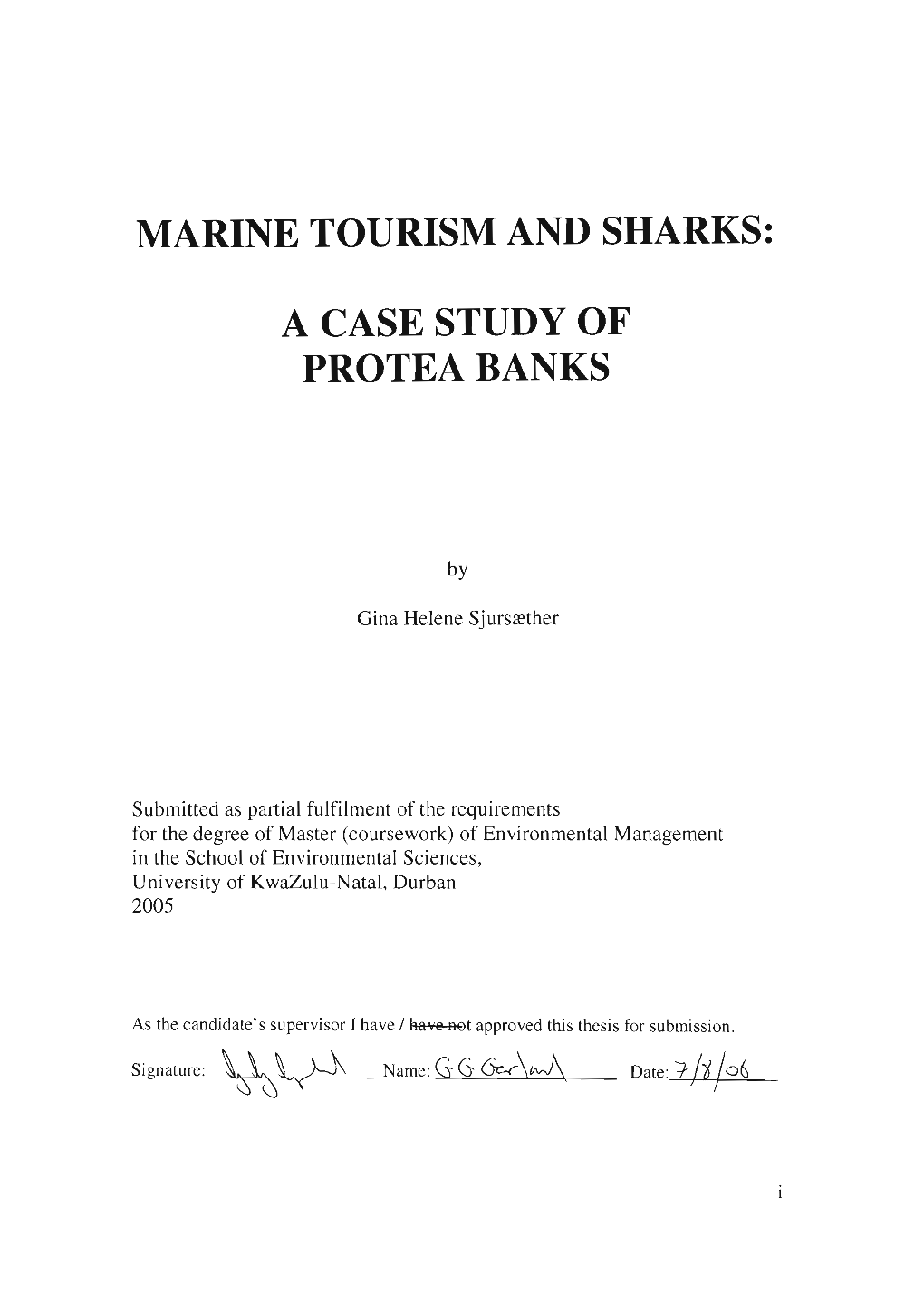 Marine Tourism and Sharks: a Case Study Of