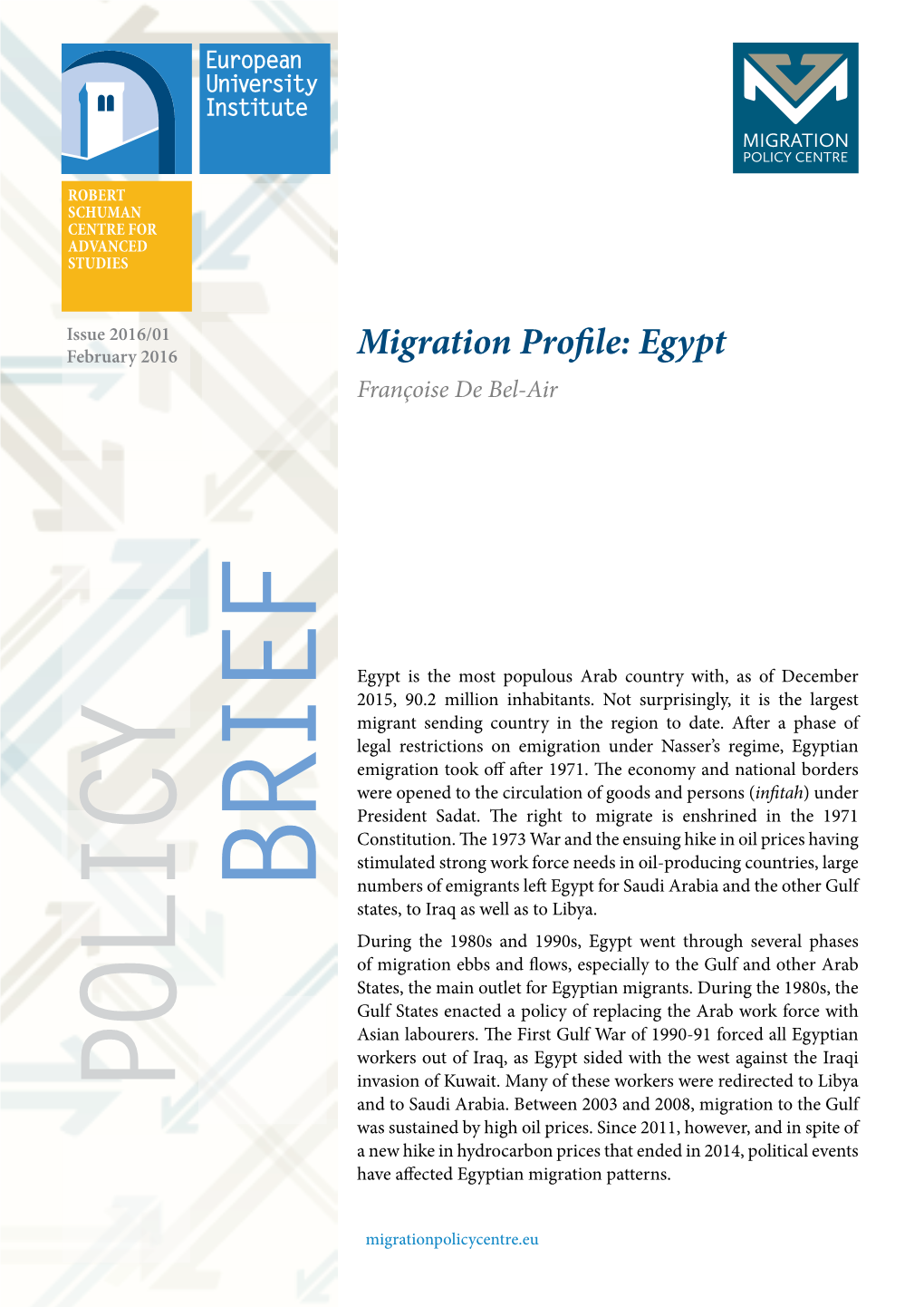 Migration Profile: Egypt Françoise De Bel-Air