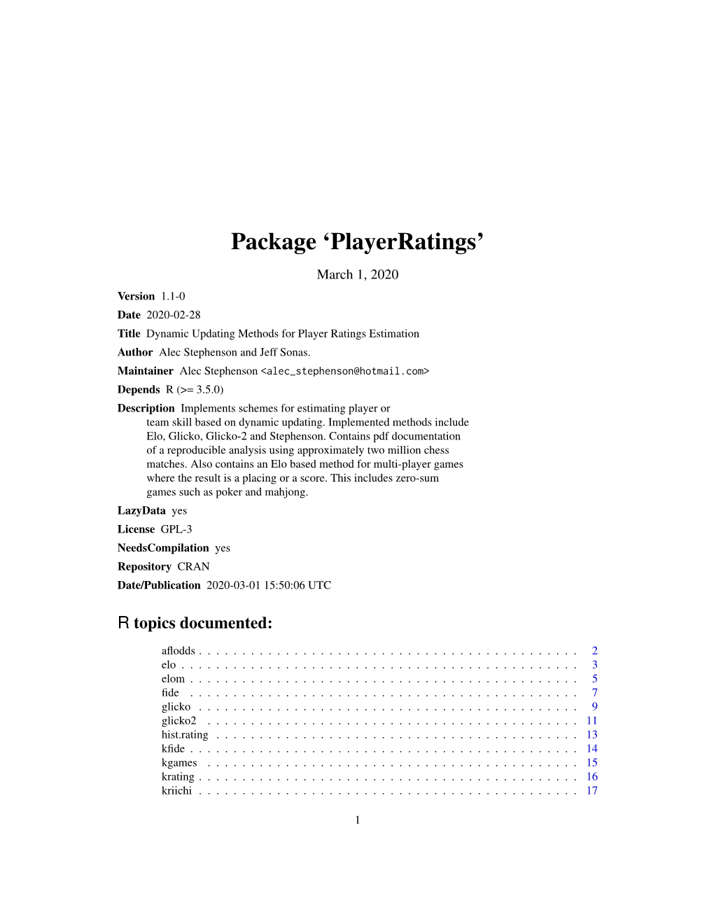 Package 'Playerratings'
