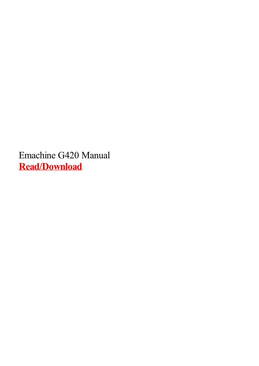 Emachine G420 Manual
