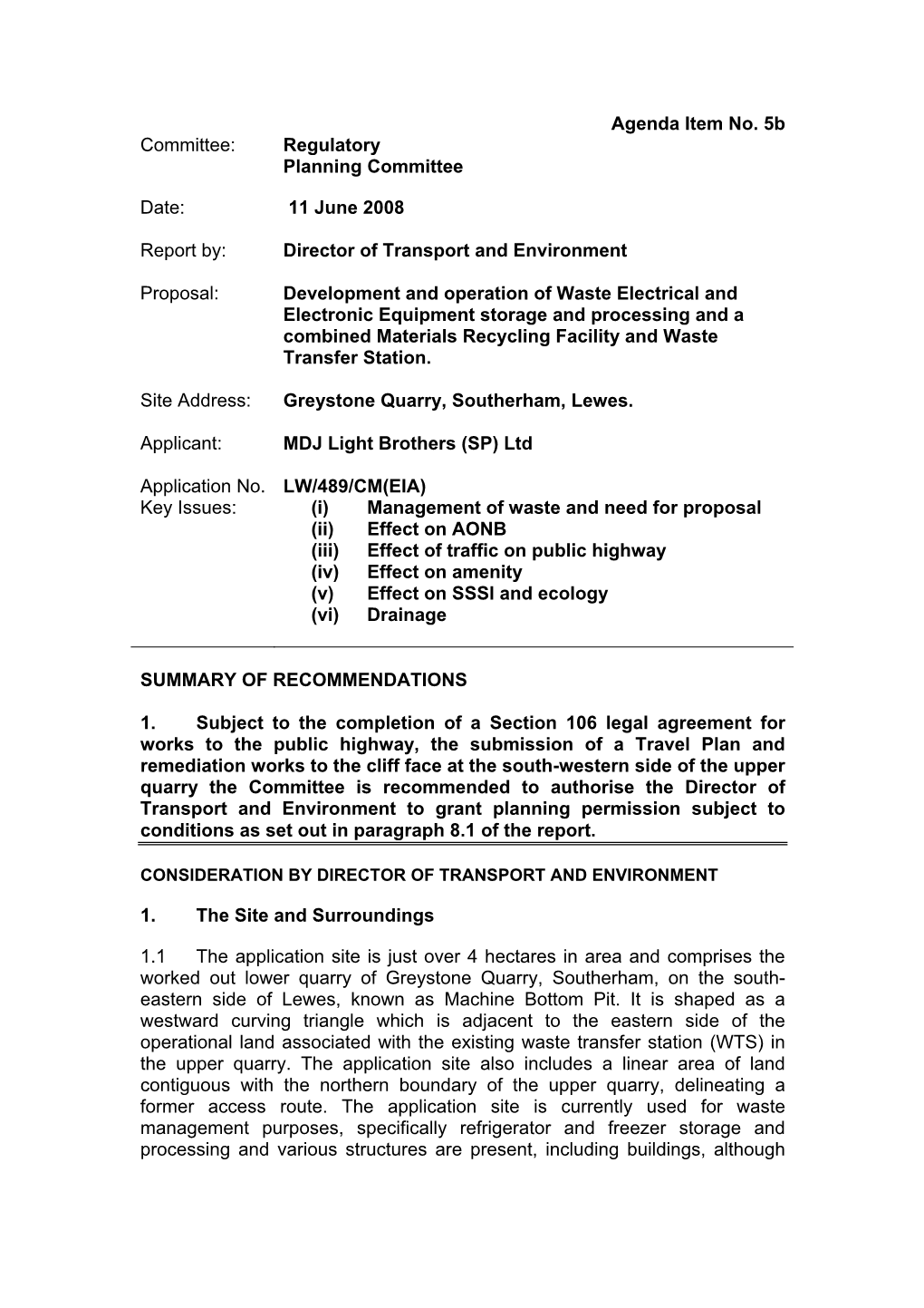 Agenda Item No. 5B Committee: Regulatory Planning Committee