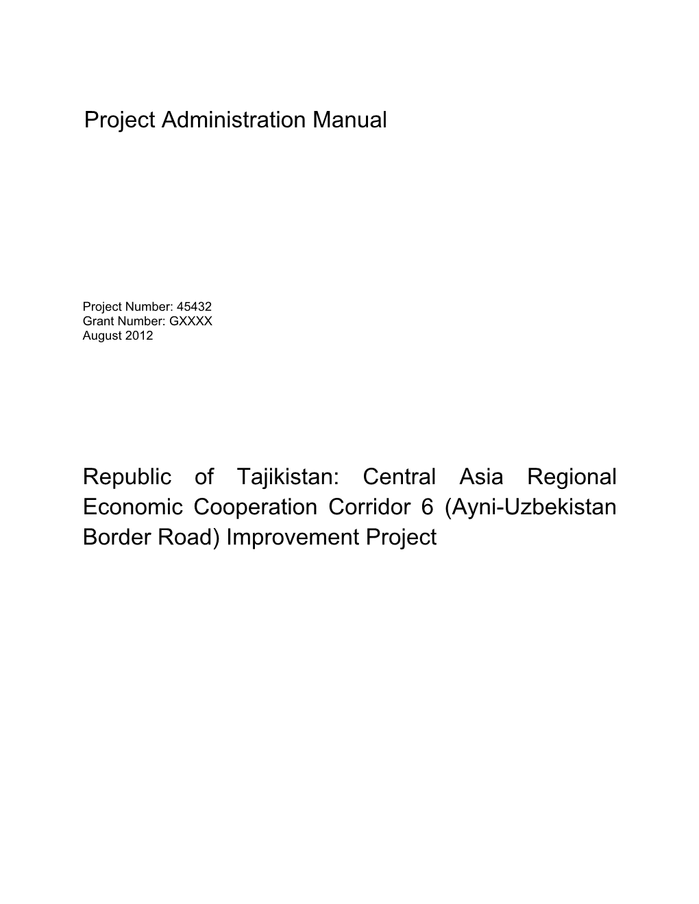 Project Administration Manual