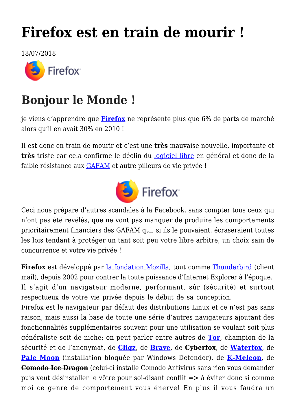 Firefox Est En Train De Mourir !