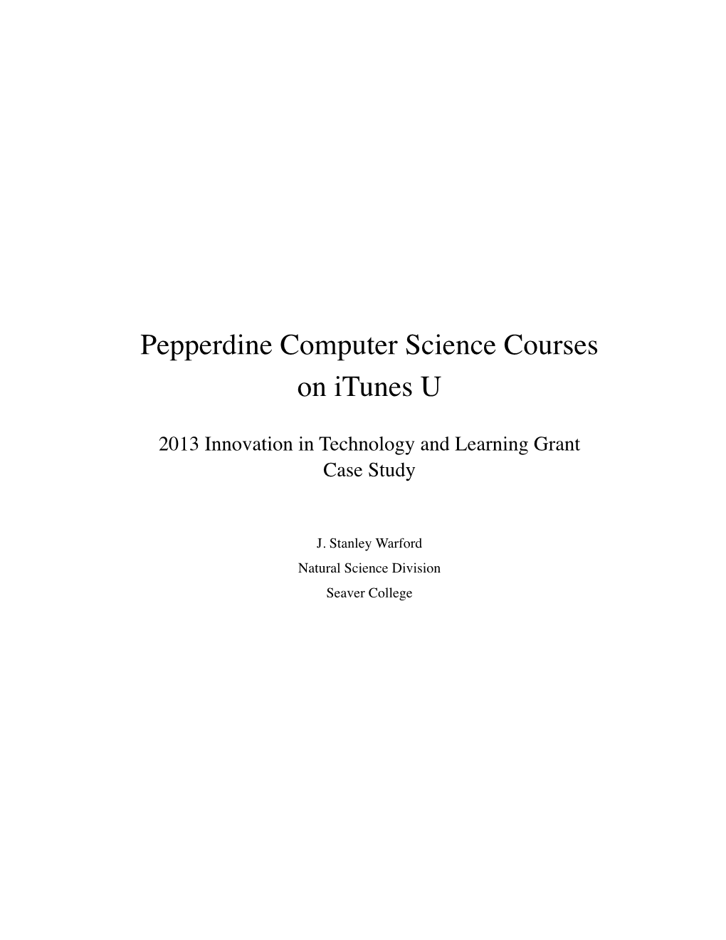 Pepperdine Computer Science Courses on Itunes U