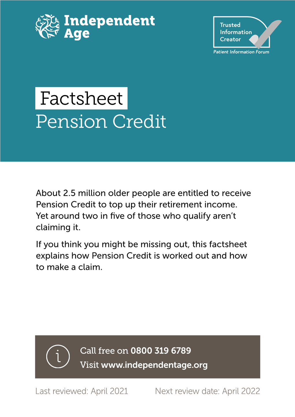 Factsheet Pension Credit