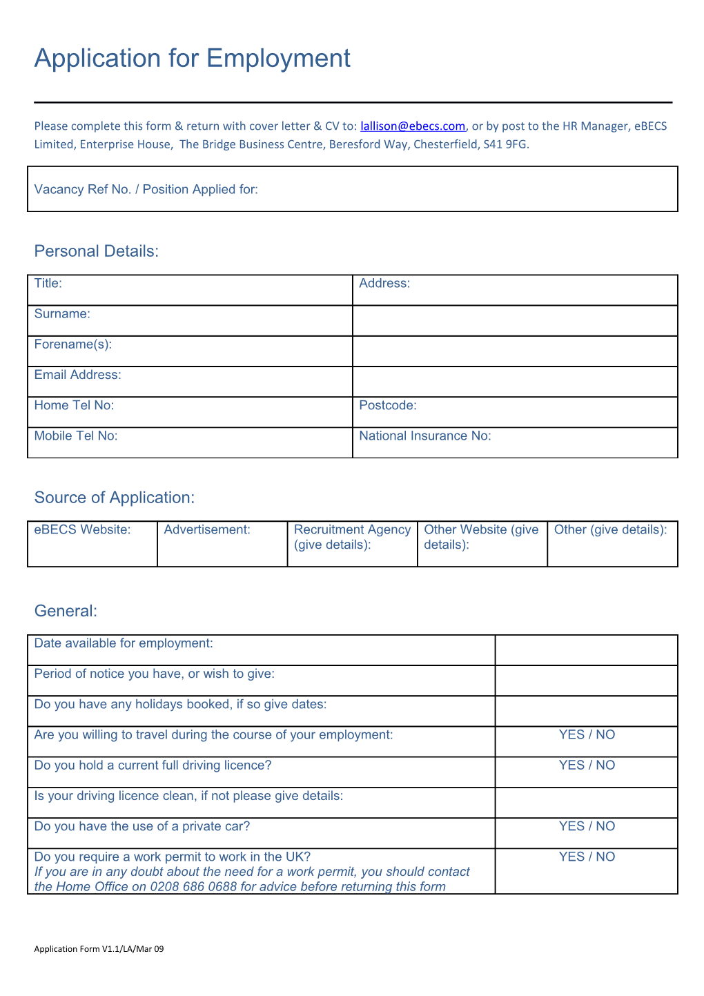 Application for Employment s78