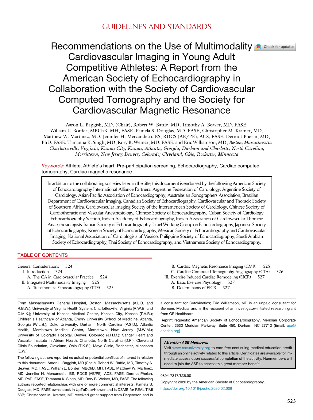 Use of Multimodality Cardiovascular Imaging in Young Adult Competitive