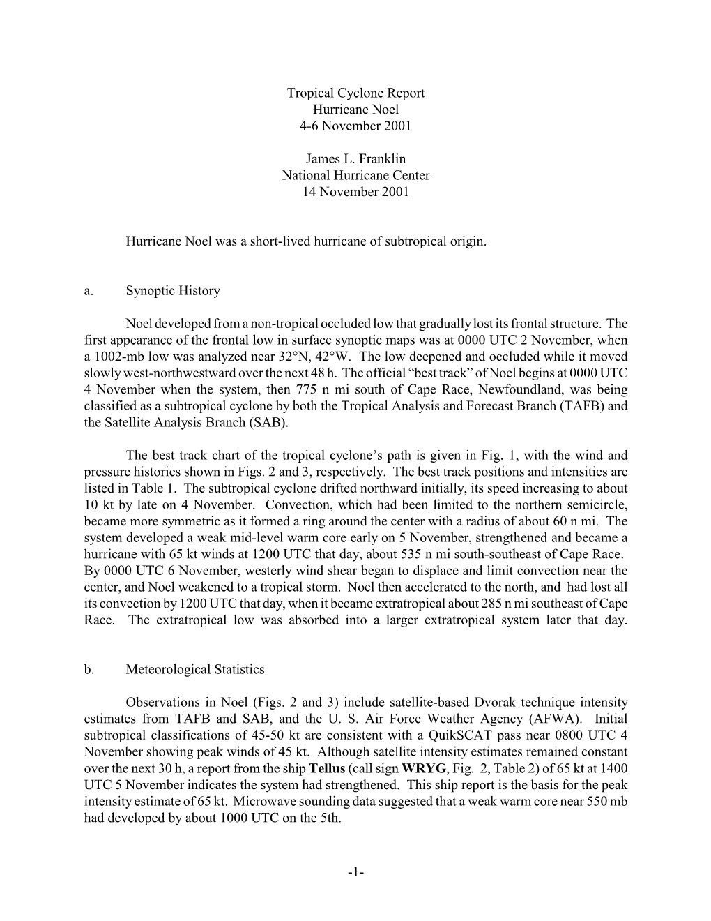 1- Tropical Cyclone Report Hurricane Noel 4