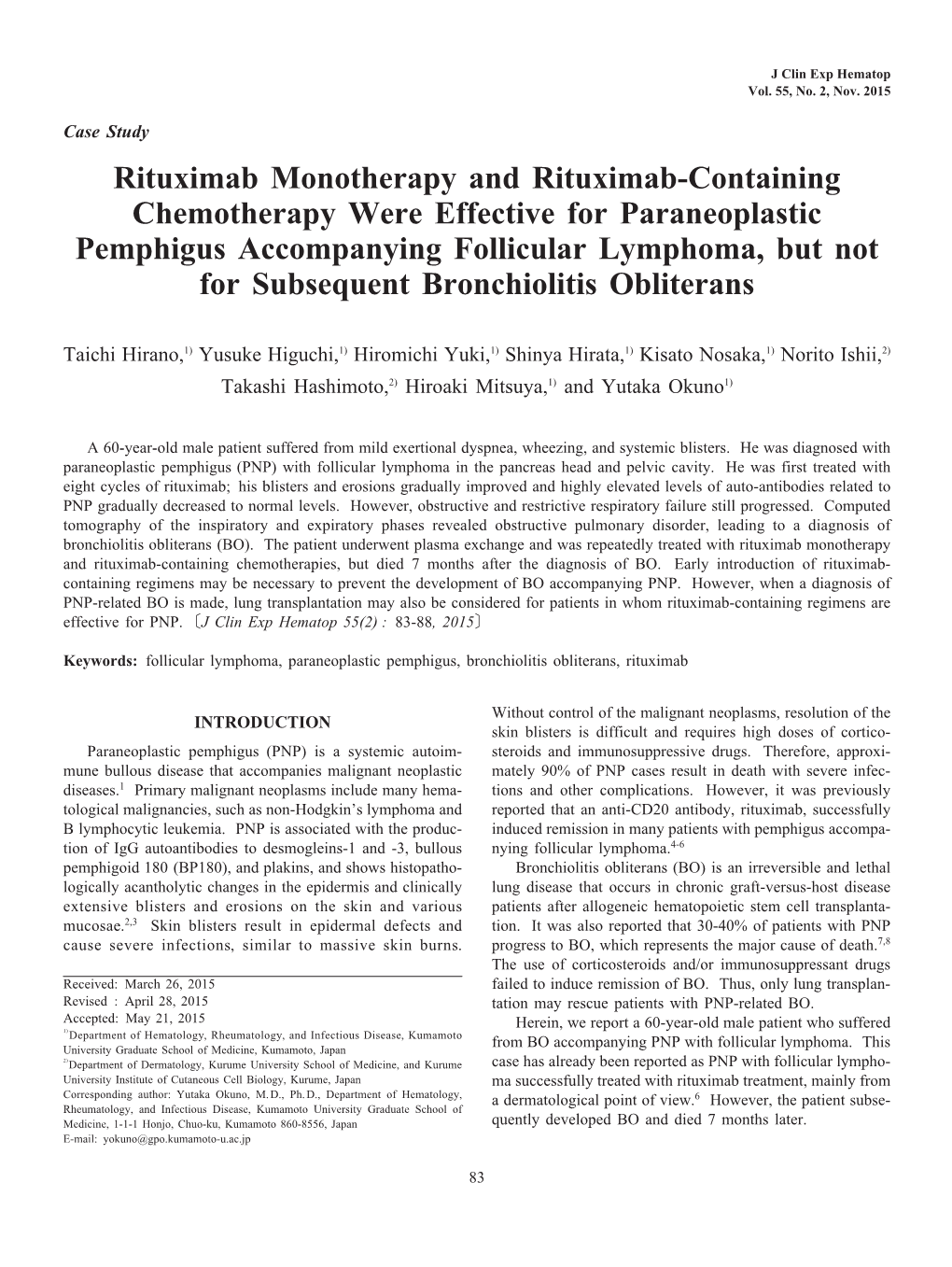 Rituximab Monotherapy and Rituximab-Containing