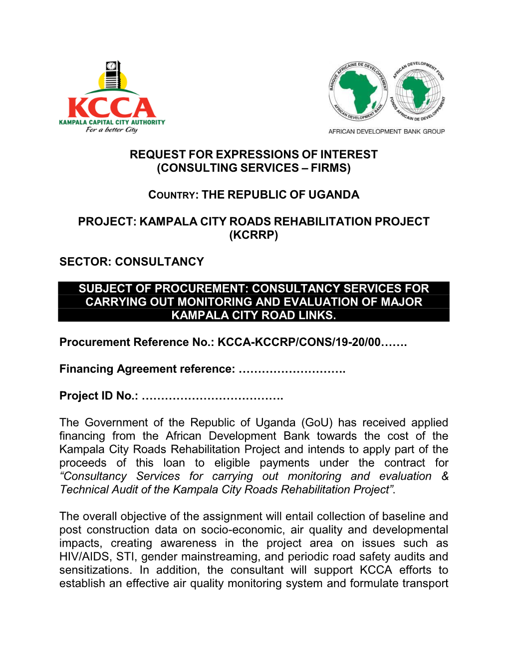 Sample Format for Individual Procurement Notice